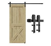 Kit De Quincaillerie For Porte De Grange Coulissante,rails De Placard En Acier Au Carbone,accessoires De Roulement Porte Simple Noire,for Garage À Domicile(72" Track (Single Door))