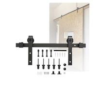Kit De Quincaillerie For Porte De Grange Coulissante, Rails De Placard En Acier Au Carbone, Poulie Noire, For Maison, Garage, Bibliothèque, Charge 150 Kg(49.2" Track (Single Door))