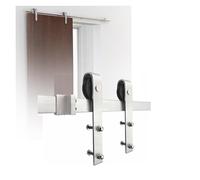 Kit De Quincaillerie For Porte De Grange Coulissante,rails De Placard En Acier Inoxydable,kit Roulettes For Rail Porte Simple,for Garage,armoire,salle Bain(78.7" Track (Single Door))