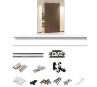 Kit de quincaillerie for porte de grange dissimulée avec mécanisme de fermeture amortie, rail de porte coulissante invisible fixé au mur(59in/150cm)