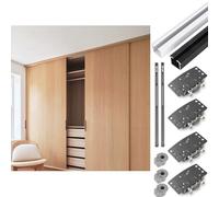 Kit de quincaillerie for porte de grange dissimulée avec mécanisme de fermeture amortie, rail de porte coulissante invisible fixé au mur(Black,100cm/39.4in)