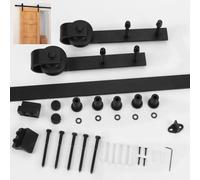 Kit de quincaillerie for porte de grange, kit de rail robuste for porte coulissante, compatible avec les panneaux de 4 à 4,5 cm d'épaisseur.(122cm/4ft)