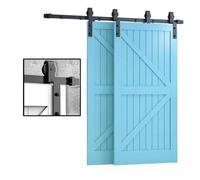 Kit De Quincaillerie For Porte De Grange,rails Porte Coulissante En Acier Au Carbone,accessoires Rail Combiné Silencieux,for Garage Domestique,gain Place(59.9" Track (Double Doors))