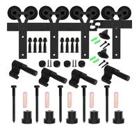 Kit de quincaillerie for porte grange coulissante robuste, installation facile et silencieuse, compatible avec les cintres en Y for portes doubles, noir Doux et silencieux(14FT-426CM)