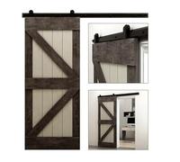 Kit de quincaillerie for porte grange, système rail coulissant 122 cm 610 avec cintre à rouleau style T for simple en bois (396 13 pieds)(152cm 5FT rail kit)