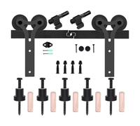 Kit de quincaillerie for porte grange, système rail coulissant avec cintre à rouleau en forme Y et roulements nylon améliorés (4 pieds 121 cm)(5FT-152cm)