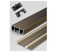 Kit de quincaillerie for portes coulissantes à deux rails - Rails en aluminium robustes for portes d'armoires - Dérivation réglable à 3 panneaux, montage encastré(Champagne,160cm)