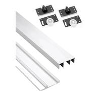 Kit de quincaillerie for rail de porte coulissante de garde-robe, rails en aluminium avec poulie, réparation de rail de porte coulissante en verre, guide de porte moustiquaire en verre(Color3,120cm)