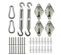 Kit de quincaillerie for Voile d'ombrage, 24 pièces, en Acier Inoxydable 304, tendeur, œillet, Mousqueton, Crochet, vis, Argent