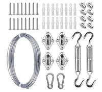 Kit de quincaillerie for Voile d'ombrage, Fixation et Installation d'auvent, Robuste, avec câble métallique de 15 m