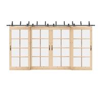 Kit de quincaillerie porte coulissante - vidaXL - 427 cm - Acier noir - Rails doubles