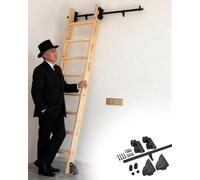 Kit de Quincaillerie pour Échelle Bibliothèque en Noir Mat, Rail Coulissant pour Bibliothèques Hautes, Tensible pour Accès au Grenier et Dressing(280 cm (9.2 ft))