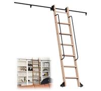 Kit de Quincaillerie pour Échelle Bibliothèque Mobile avec Galet Frein Inférieur, Rouleaux Supérieurs Télescopiques pour et Entrepôt, Tube Rond(26ft/312in/792cm)