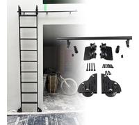 Kit de quincaillerie pour échelle coulissante de bibliothèque, rail de roulement de 1 à 7,2m avec roulettes de sol freinées, pour cuisines lofts entrepôts librairies (sans échelle)(360cm Kit de piste)