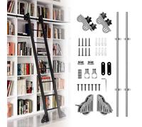 Kit de quincaillerie pour échelle coulissante rétractable Quiet Guide Library avec rouleau de sol avec frein et rail d'extension mobile tubulaire rond (échelles non), 1m-6m(200cm Kit de piste)
