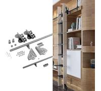 Kit de quincaillerie pour échelle coulissante rétractable - Rail rond pour utilisation en intérieur/grenier, facile à installer, parfait pour la maison ou les espaces commerciaux (échelle non incluse)