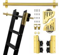 Kit de quincaillerie pour échelle de bibliothèque coulissante - Rail en acier avec frein pour un mouvement fluide - Parfait pour la maison ou le bureau - Installation facile - Design peu encombrant