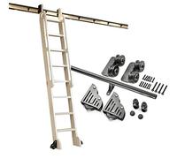 Kit de quincaillerie pour échelle de bibliothèque coulissante, système de rail robuste de 3 m, roulement fluide pour étagères de grenier