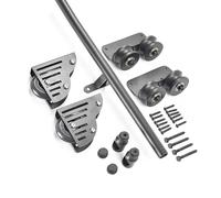 Kit de quincaillerie pour échelle de bibliothèque mobile de 1 m à 7,3 m, ensemble complet de rails de guidage mobiles avec roulettes (échelle non incluse), rails en tube d'acier rond noir (2