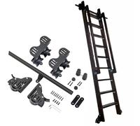 Kit De Quincaillerie pour Échelle De Bibliothèque Mobile, Ensemble Complet De Quincaillerie pour Échelle Coulissante Télescopique, Rail De Roulement avec roulettes(500cm(16.4 ft) Track kit)