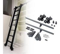 Kit de quincaillerie pour échelle de bibliothèque roulante, rail tubulaire rond de 1 à 6 m (3,3 à 20 pi), comprend des roulettes de sol avec frein, utilisable pour mezzanine ou étagère (éche