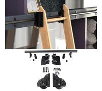 Kit de quincaillerie pour échelle de bibliothèque roulante (sans échelle), matériel complet pour rail d'échelle mobile de 3,3 à 24 pieds, rail en tube rond noir + accessoires d'extension(200cm Kit de