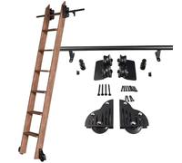 Kit de quincaillerie pour échelle mobile en métal noir - Rail/rail mobile pour échelle coulissante de 1 à 7,2 m pour maison, bureau, bibliothèque, étagère, entrepôt (sans échelle)(400cm Kit de piste)