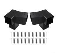 Kit de quincaillerie pour pergola de toit inclinée avec supports de montage mural pour poteaux de 10,2 x 10,2 cm (8,9 x 8,9 cm), prêt pour porche et tonnelle (gauche 15° + droite 15°)