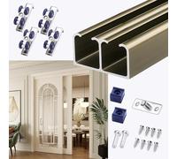 Kit de quincaillerie pour porte coulissante à double voie pour deux portes, mécanisme de rechange pour porte de poche (marron, 120 cm), idéal pour une utilisation à la maison et au bureau