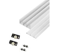 Kit de quincaillerie pour porte coulissante à trois voies - Rail supérieur et inférieur silencieux de rechange pour armoire et portes en verre (finition laite) - Système coulissant lisse