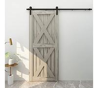 Kit de quincaillerie pour porte coulissante de grange de 396 cm, système de rail intérieur pour porte de placard simple en bois, durable, facile à installer, style rustique moderne