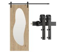 Kit de quincaillerie pour porte coulissante en bois de grange de 152 cm - Kit de rail de placard - Porte simple, cintre noir en forme de J