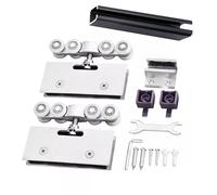 Kit de quincaillerie pour porte coulissante en verre, rail robuste pour portes de placard sans cadre, comprend un butoir pour séparation de bureau à domicile, 2,9 m de long