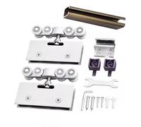 Kit de quincaillerie pour porte coulissante en verre, rail robuste pour portes de placard sans cadre, comprend un butoir pour séparation de bureau à domicile, 2,9 m de long