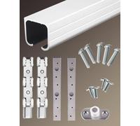 Kit de Quincaillerie Pour Porte Coulissante, Porte de Grange Argentée Avec Poulie, Rail de Porte de Garage En Bois, Alliage D'Aluminium, Rail de Porte Simple À Suspension Supérieure/12Ft/3.7M