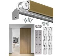Kit de Quincaillerie Pour Porte Coulissante, Porte de Grange Robuste Pour Porte de Contournement/Porte D'Armoire, Rail de Porte Escamotable À Montage Mural/3.3Ft/1M