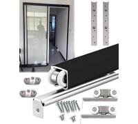 Kit de quincaillerie pour Porte coulissante, Rail et quincaillerie pour Porte coulissante escamotable Noire, pour Porte Simple en Bois, 50, 53, 74, 76, 78, 79, 80, 81,3 cm (171 cm/66,9 Pouce