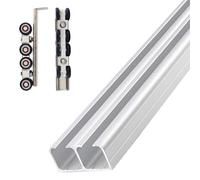 Kit de quincaillerie pour porte de grange coulissante à double voie pour deux portes, rail de porte de placard en aluminium avec pare-chocs de porte, 1,8 m