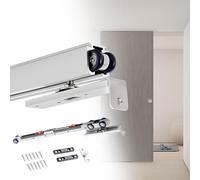 Kit de quincaillerie pour porte de grange coulissante avec mécanisme de fermeture douce, système de rail en aluminium, facile à installer pour portes de placard, 1,7 m