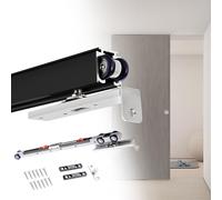 Kit de quincaillerie pour porte de grange coulissante avec mécanisme de fermeture douce, système de rail en aluminium, facile à installer pour portes de placard, 1,7 m