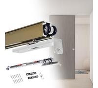 Kit de quincaillerie pour porte de grange coulissante avec mécanisme de fermeture douce, système de rail en aluminium, facile à installer pour portes de placard, 1,7 m