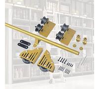 Kit de quincaillerie pour porte de grange coulissante dorée rustique de 1 m x 6,1 m, aucune échelle nécessaire, tube rond pour bibliothèque, maison, intérieur et loft