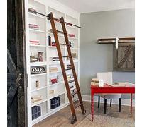 Kit de quincaillerie pour porte de grange coulissante, kit de rails noirs pour échelle mobile de bibliothèque, ensemble complet de rails coulissants(Telescopic,300cm Kit de piste)