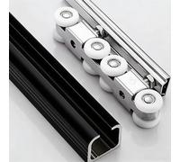 Kit de quincaillerie pour porte de grange coulissante lourde, système double rail avec lexible cachée, 8 roulettes pour un fonctionnement fluide, parfait pour la décoration de la maison et du
