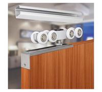 Kit de quincaillerie pour porte de grange coulissante moderne en aluminium de 1 m avec rail de dérivation et rouleaux, ensemble élégant noir argenté pour cuisine, chambre à coucher, abri de jardin et