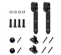 Kit de quincaillerie pour porte de grange coulissante pour armoire, super mini système de rails en acier au carbone avec finition revêtue de poudre, rouleaux lisses et silencieux, butées, guide au sol