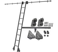 Kit de quincaillerie pour porte de grange coulissante - Système de rails de roulement de 4 m avec roulettes au sol pour une installation facile - Durable pour une utilisation sur étagère et bureau à