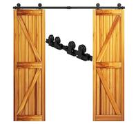 Kit de quincaillerie pour porte de grange, Kit de rails for porte coulissante grange en bois 4 à 10 pieds, système for double(5FT 152cm Rail Kit)