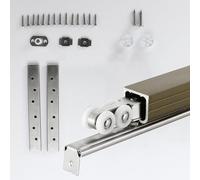 Kit de quincaillerie pour Porte de Grange, système de Rail en Aluminium à Montage supérieur avec Galet de Suspension et butées, mécanisme de Porte coulissante à Un Seul Rail pour Un Fonction