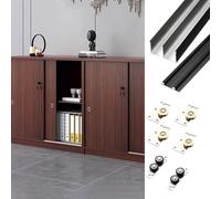 Kit de quincaillerie pour porte de placard coulissante pour 2 portes de dérivation, rail de porte de poche intérieure avec rail inférieur, cuisine, armoires, rail de porte coulissante d'étude